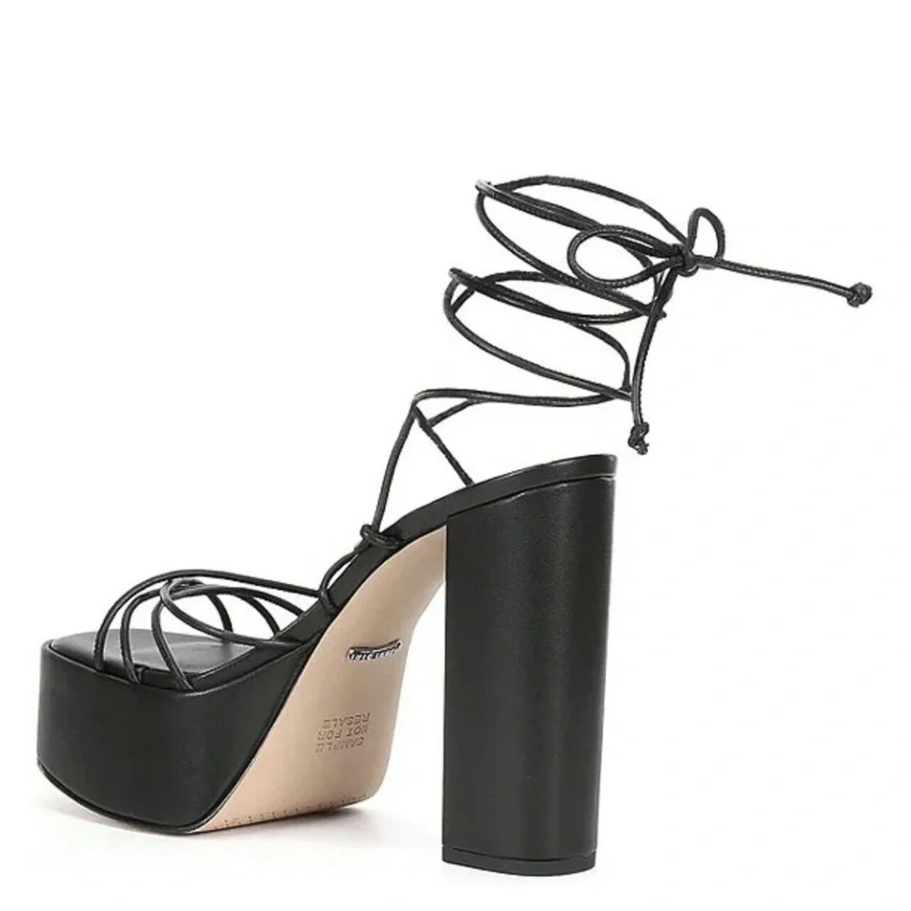 NEW Gianni Bini Rixey Platform Ankle Wrap Strappy Sandals in Black